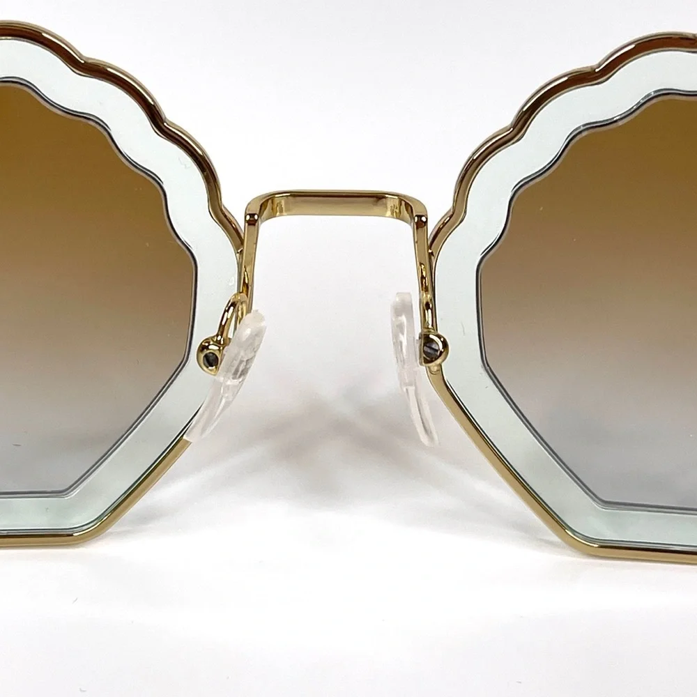 CHLOE Boho Geometric Sunglasses NEW Gradient Burnt Gold Azure